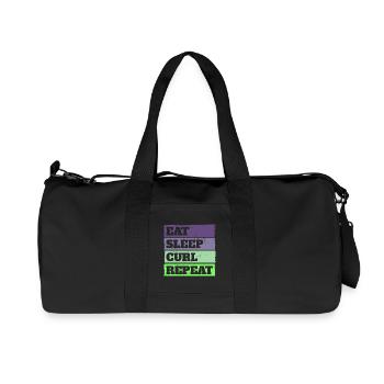 Eat Sleep Curl Repeat Retro Vintage Sport Look - Recycelte Canvas-Sporttasche von Stanley/Stella - Schwarz - Vorne