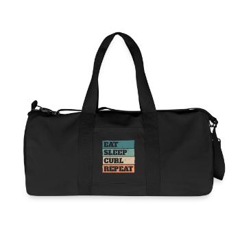 Eat Sleep Curl Repeat Retro Vintage Sport Look - Recycelte Canvas-Sporttasche von Stanley/Stella - Schwarz - Vorne