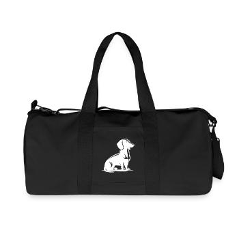 Noble Dachshund Drawing Hunting Dog Dog Silhouette - Recycled Canvas Sports Bag by Stanley/Stella - black - Front