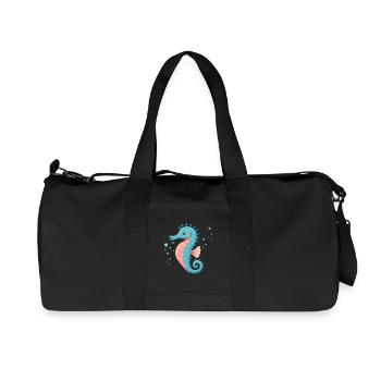 Seahorse in Turquoise and Pink - Recycled Canvas Sports Bag by Stanley/Stella - black - Front