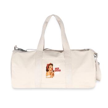 Pin-Up Girl Retro Design: Roter Lippenstift - Recycelte Canvas-Sporttasche von Stanley/Stella - Naturweiß - Vorne