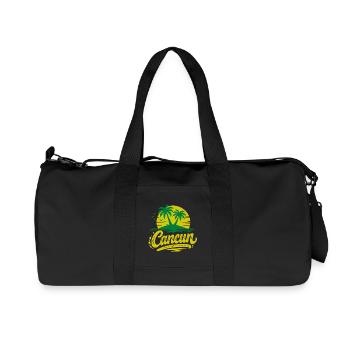 Cancun Retro Palm Trees Holiday Souvenir - Recycled Canvas Sports Bag by Stanley/Stella - black - Front