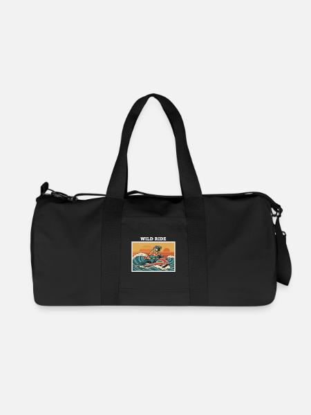 Retro Jet Ski Parrot "Wild Ride" - Recycled Canvas Sports Bag by Stanley/Stella - black