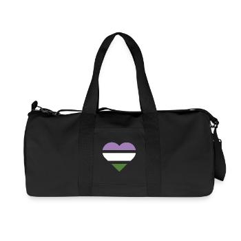 Drapeau de la fierté Cœur · Genderqueer - Sac de sport en toile recyclée Stanley/Stella - noir - Devant
