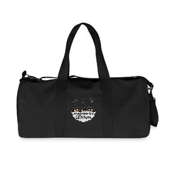 "Naughty Cattitude" Funny three Cute Black Cats  - Recycled Canvas Sports Bag by Stanley/Stella - black - Front