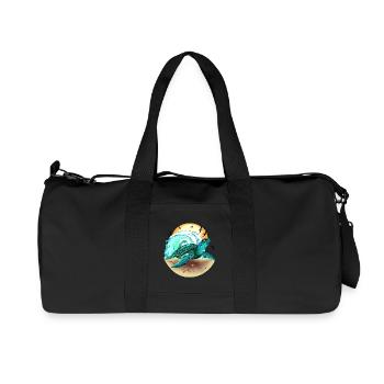 Sea Turtle, Ocean Wave and Frigate Birds - Recycled Canvas Sports Bag by Stanley/Stella - black - Front