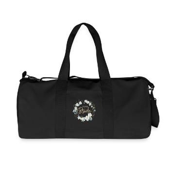 Team Bride White Blue Floral Wreath - Recycled Canvas Sports Bag by Stanley/Stella - black - Front