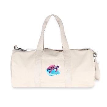 Wild pink sea turtle in wave - Recycled Canvas Sports Bag by Stanley/Stella - natural - Front