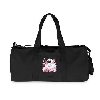 Weißer Schwan mit Kirschblüten - Recycelte Canvas-Sporttasche von Stanley/Stella - Schwarz - Vorne