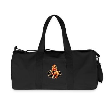 Rockabilly Pin-Up Girl on Vinyl Record - Recycled Canvas Sports Bag by Stanley/Stella - black - Front