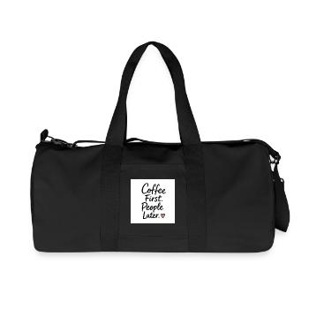 Coffee First People Later Heart Quote - Recycled Canvas Sports Bag by Stanley/Stella - black - Front