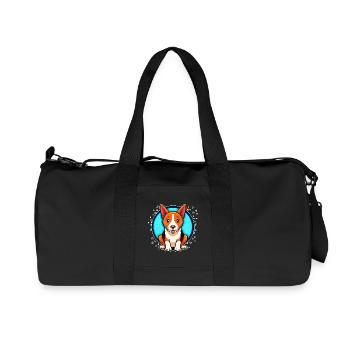 Basenji Dog (portrait comique) - Sac de sport en toile recyclée Stanley/Stella - noir - Devant