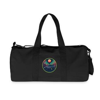 Retro 90er JDM R32 Forest Neon Moon Emblem - Recycelte Canvas-Sporttasche von Stanley/Stella - Schwarz - Vorne