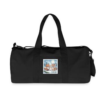Süße Winterwald Tiere – Fuchs, Hase und Rehkitz  - Recycelte Canvas-Sporttasche von Stanley/Stella - Schwarz - Vorne