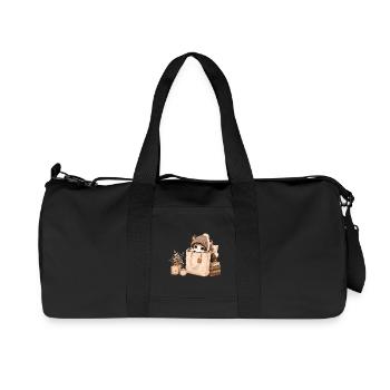 Gemütliches Kätzchen in einer Stofftasche - Recycelte Canvas-Sporttasche von Stanley/Stella - Schwarz - Vorne