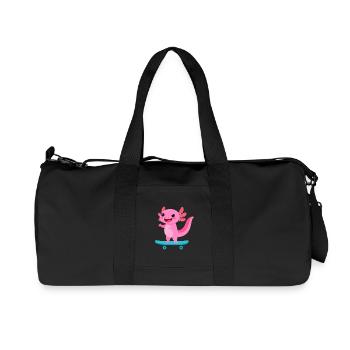 Kawaii Axolotln auf Skateboard – Süßes Tier - Recycelte Canvas-Sporttasche von Stanley/Stella - Schwarz - Vorne