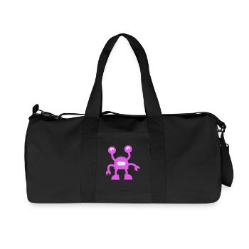 Cheerful Purple Robot - Recycled Canvas Sports Bag by Stanley/Stella - black - Front