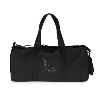 zarte Lavendel Kalligrafie mit Lavendel Blüten - Recycelte Canvas-Sporttasche von Stanley/Stella - Schwarz - Vorne