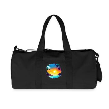 Summer Sunset Beach Watercolor - Recycled Canvas Sports Bag by Stanley/Stella - black - Front