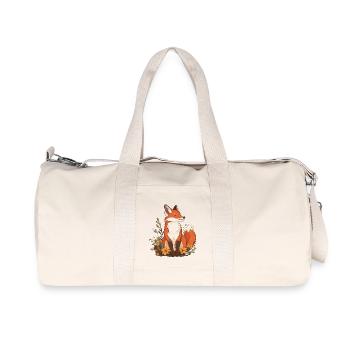 Fuchs mit Blumen - Recycelte Canvas-Sporttasche von Stanley/Stella - Naturweiß - Vorne