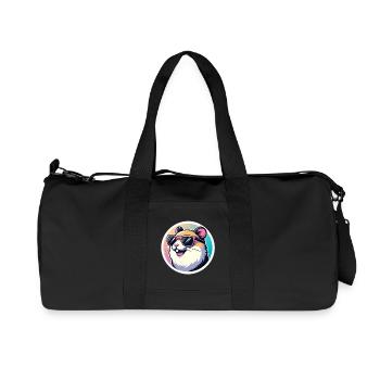 Hamster with sunglasses in pastel - Recycled Canvas Sports Bag by Stanley/Stella - black - Front