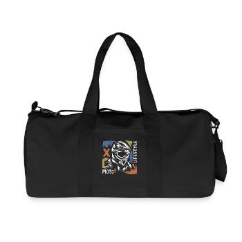 vintage motocross biker - moto x illustration - Recycled Canvas Sports Bag by Stanley/Stella - black - Front