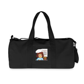 Nettes Mädchen kocht Suppe in der Küche - Recycelte Canvas-Sporttasche von Stanley/Stella - Schwarz - Vorne