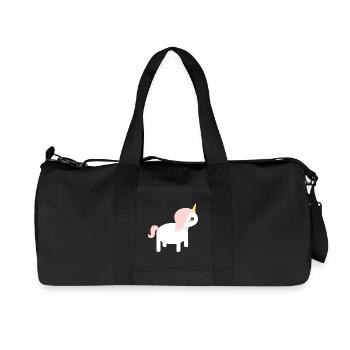 Whimsical Unicorn Cartoon Design - Recycled Canvas Sports Bag by Stanley/Stella - black - Front
