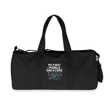 Mon premier téléphone avait un câble - Sac de sport en toile recyclée Stanley/Stella - noir - Devant