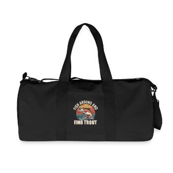 Fishing fun &amp; trout catching – Petri Heil motif - Recycled Canvas Sports Bag by Stanley/Stella - black - Front