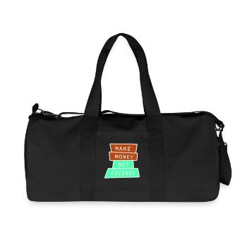 Make Money Not Friends Hustle Quote Saying Logo - Recycled Canvas Sports Bag by Stanley/Stella - black - Front