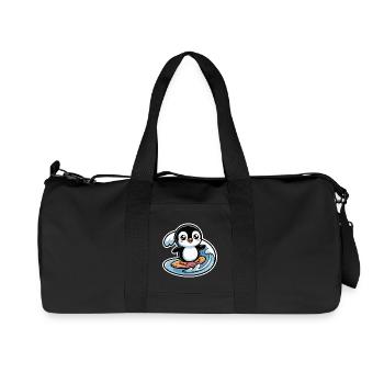 Surfeur Pingouin mignon - Sac de sport en toile recyclée Stanley/Stella - noir - Devant