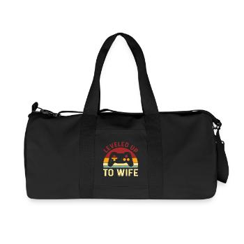 Level hoch zum Ehefrau-Retro-Gaming-T-Shirt - Recycelte Canvas-Sporttasche von Stanley/Stella - Schwarz - Vorne