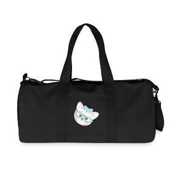 Cute nerd kitten with glasses & bow - Recycled Canvas Sports Bag by Stanley/Stella - black - Front