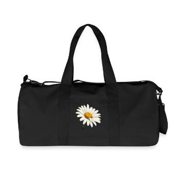 Weiße Margeritenblüte Natur Blumen Design  - Recycelte Canvas-Sporttasche von Stanley/Stella - Schwarz - Vorne