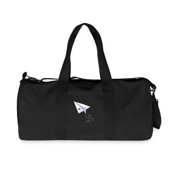 Paper Airplane With Heart - Love - Travel - Flying - Recycled Canvas Sports Bag by Stanley/Stella - black - Front