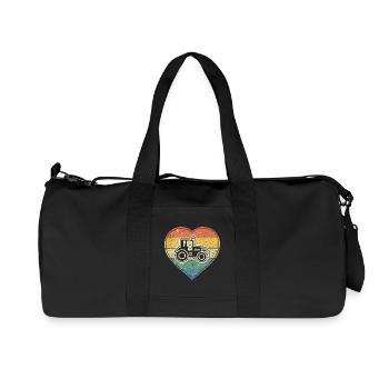 Cœur vintage avec tracteur pour agriculteur et agriculteur - Sac de sport en toile recyclée Stanley/Stella - noir - Devant