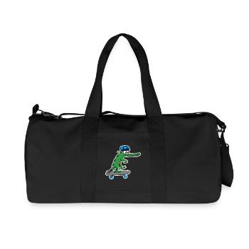Crocodile avec skateboard et casquette - Sac de sport en toile recyclée Stanley/Stella - noir - Devant