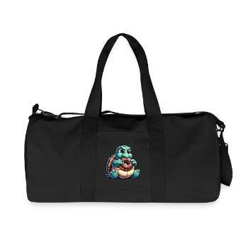 Cute Chubby Turtle Donut Cartoon - Recycled Canvas Sports Bag by Stanley/Stella - black - Front