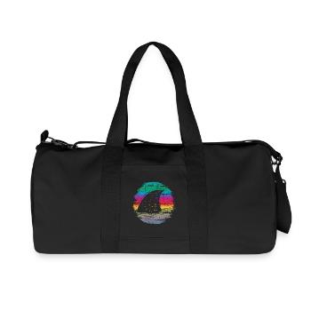 Sunset Surfer Wave Illustration - Recycled Canvas Sports Bag by Stanley/Stella - black - Front
