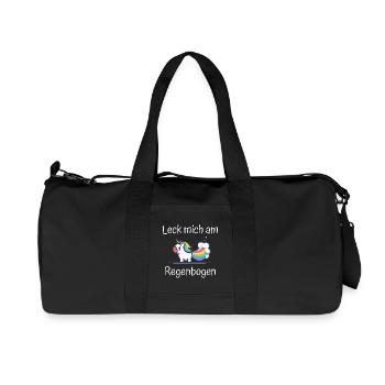 Lèche-moi à la phrase de licorne arc-en-ciel - Sac de sport en toile recyclée Stanley/Stella - noir - Devant