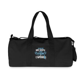 Mec Simple J’Aime La Pêche Et L’ Apéro Humour  - Sac de sport en toile recyclée Stanley/Stella - noir - Devant