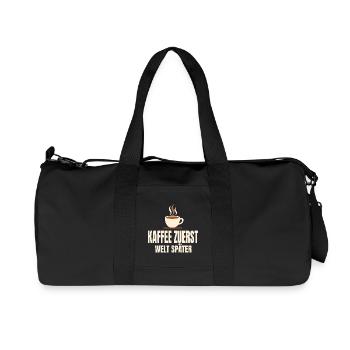 Kaffee zuerst Welt später - Recycelte Canvas-Sporttasche von Stanley/Stella - Schwarz - Vorne