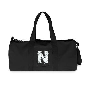 Letter N in white in the used look - Recycled Canvas Sports Bag by Stanley/Stella - black - Front