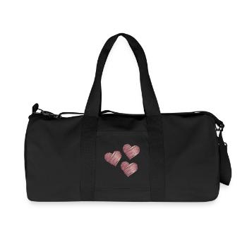 Rose Gold Heart Brushstrokes - Recycled Canvas Sports Bag by Stanley/Stella - black - Front
