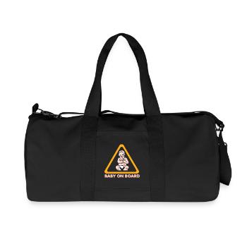 Panneau d’avertissement bébé à bord avec illustration de bébé - Sac de sport en toile recyclée Stanley/Stella - noir - Devant
