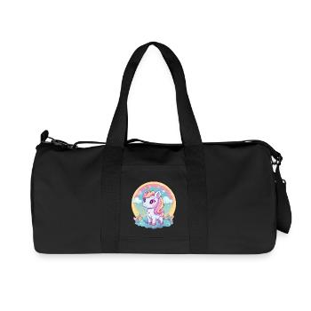Einhorn-Regenbogen-Sonnenuntergang - Recycelte Canvas-Sporttasche von Stanley/Stella - Schwarz - Vorne