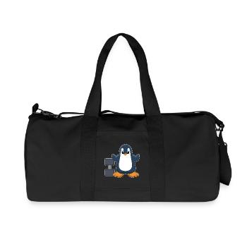 Pinguin Bodybuilder Hantel Bodybuilding - Recycelte Canvas-Sporttasche von Stanley/Stella - Schwarz - Vorne