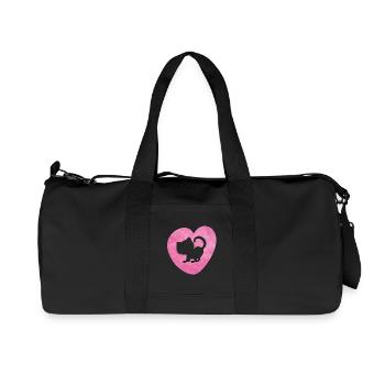 Herz Katze Fell Cat flauschig Silhouette Love Fan - Recycelte Canvas-Sporttasche von Stanley/Stella - Schwarz - Vorne