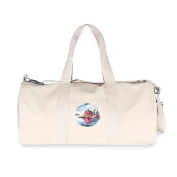 Maison suédoise cadeau de vacances maison suédoise - Sac de sport en toile recyclée Stanley/Stella - blanc naturel - Devant